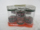 Set - 6 Drink Coca-Cola Glass Tumblers Stain Glass Band Design w/ 0.2L In Original Package