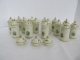 15 Lenox Fine Porcelain Spice Garden Series Spice Jars w/ 3 Extra Lids