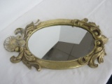 French Style Ornate Scalloped Shell & Scrolled Foliage Design Framed Oval Mirror