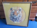 Majestic Tiger Print in Gilted Trim Frame/Round Matt