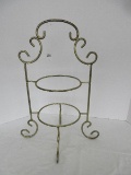Metal 2 Tier Server Scroll Design, Gilted Patina w/ Center Handle
