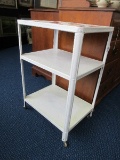 Retro Metal Kitchen Cart Painted White w/ Polka Dots