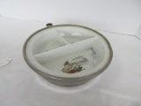 Vintage Divided Child's Warming Dish w/ Nursery Rhyme Characters Little Boy Blue