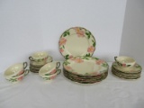 24 Pieces - Franciscan Earthenware Desert Rose Pattern Pink Roses/Foliage Design Dinnerware