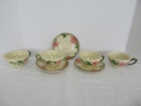 8 Pieces - Franciscan Earthenware Desert Rose Pattern 4 Flat Cups & 4 Saucers