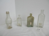 Lot - 4 Vintage Medicine/Other Glass Bottles Dr. Trues Elizir Est. 1851