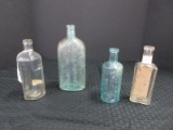 Lot - 4 Vintage Bottles Blue Glass 14 1/2oz. Pinkham's Vegetable Compound