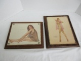 2 Risqué Vargas Pin-Up Girls w/ Captions From Playboy Magazine Wall Plaques
