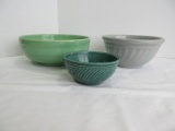 3 Vintage Stoneware/Yelloware Mixing Bowls & Fruit Bowl