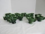 Lot - 14 Pieces Cemar California Pottery Leaf Pattern Cups, Creamer & Open Sugar Bowl