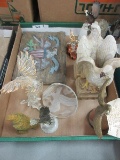 Lot - Eagle Bookends, Crystal Figurines, Molded Plastic Eagle, Ceramic Federal Eagle Plaque