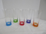 Set - 5 Rainbow Highball Beverage Glass Tumblers