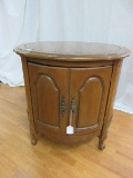 French Provincial Style Round End Table w/ Door