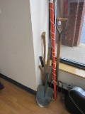 Lot - Yard Hand Tools Pole Pruner, Pitch Fork, Shovel, Axe, Etc.