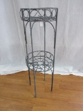 Metal 2 Tier Round Plant Stand Painted Gray