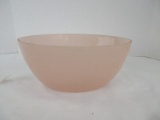 Pink Case Glass Oval Bowl Base Marked Czechoslovakia