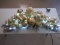 Silver & Gold Tones Oversized Ornaments & Ribbon Lighted Christmas Décor Swag