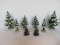 8 Department 56 Cold Cast Flocked Evergreen Trees