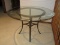 Transitional Modern Style Hammered Finish Metal Table Base w/ Beveled Glass Edge