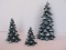 Department 56 Village Set - 3 Evergreen Trees Snow Dusting Cold Cast Porcelain