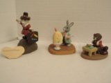 3 Hallmark Collection Figurines Pilgrim Mouse, Rabbit Painting Egg & Pilgrim Bear Praying