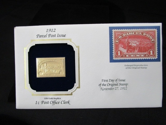 1912 Parcel Post Issue 24kt Gold Replica First Day of Issue of Original Stamp