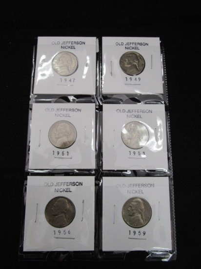 6 Old Jefferson Nickels
