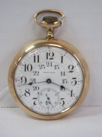 Waltham Railroad Pocket Watch w/ 21 Jewel, 5 Positions, Sunk Seconds Dial & Enamel Face