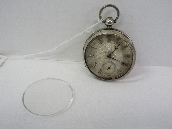 Early Pocket Watch w/ Second Hand, Embellished Face & Roman Numerals English Hallmarks