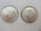 Two 1964 Kennedy Half Silver Dollar Coins Each 90% Silver Weight .3617oz.