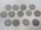 Three 1961, Six 1962, Four 1963 Roosevelt Silver Dimes Each 90% Silver Weight .0723oz.