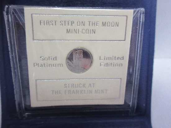 Franklin Mint Solid Platinum First Step on Moon Mini Coin w/ CoA