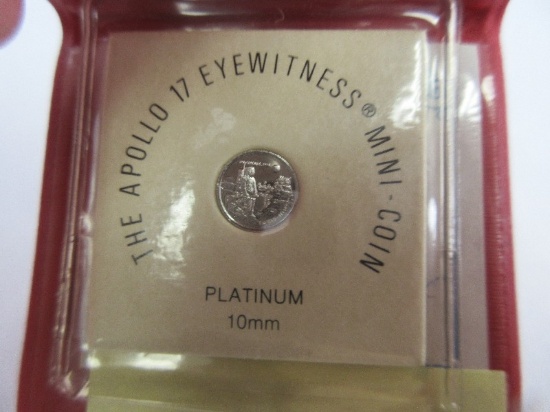 The Apollo 17 Eye Witness Mini-Coin 10mm Platinum 1973 w/ CoA Minted by Franklin Mint