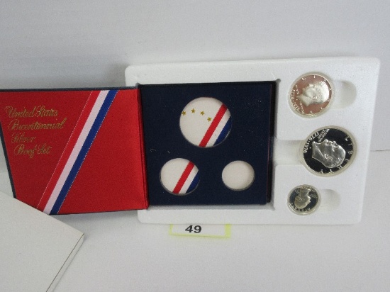 1976 United States Bicentennial Silver Proof Mini Set 3 Coins Special Reverse Designs