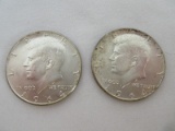 Two 1964 Kennedy Half Silver Dollar Coins Each 90% Silver Weight .3617oz.