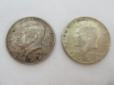 Two 1964 Kennedy Half Silver Dollar Coins Each 90% Silver Weight .3617oz.