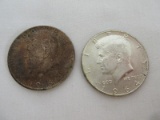 Two 1964 Kennedy Half Silver Dollar Coins Each 90% Silver Weight .3617oz.