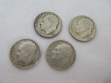 4 Roosevelt Silver Dimes 1951, '52 & Two 1962 Each 90% Silver Weight .0723oz.