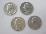 Four 1964 Washington Silver Quarters 90% Silver Each Weights .1808oz.