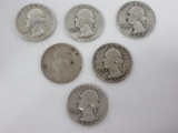 1957, Two 1956, Three 1954, Washington Silver Quarters Each 90% Silver Weight .1808oz.