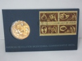 American Revolution Bicentennial Commemorative Medal w/ Plate Block First Day Issue