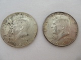 Two 1964 Kennedy Half Silver Dollar Coins Each 90% Silver Weight .3617oz.