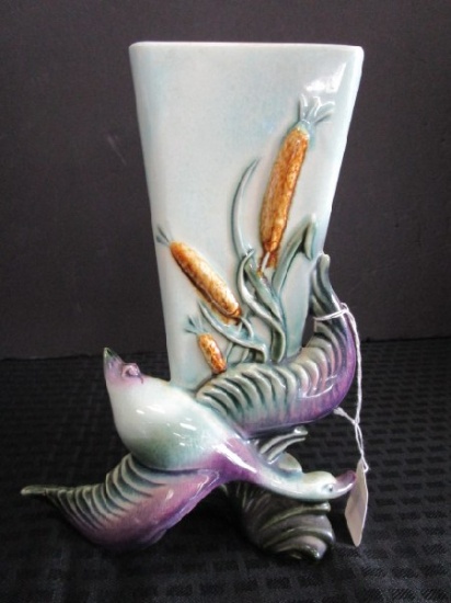 Hall U.S.A. 96 Swan w/ Corn Motif Tall Vase Ceramic