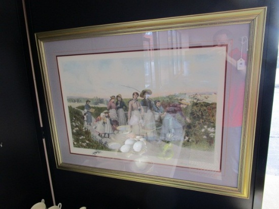 Berry Pickers Picture Print by Jennie Brownscombe in Gilted Wooden Frame/Matt