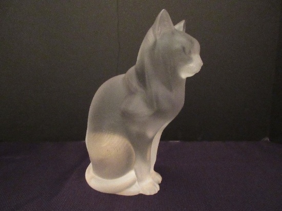 Lalique Crystal Figural Cat Sitting