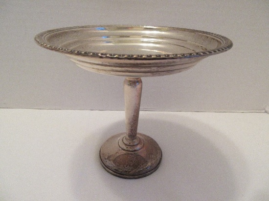 National Sterling Silver Weighted Base Compote w/ Embossed Rope Pattern Border