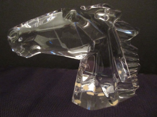 Signed Daum-France Crystal Horse Head Bust