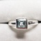 Silver Blue Square Top Topaz Ring