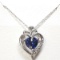 Silver Created Blue Sapphire Heart Pendent 18