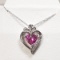 Silver Created Pink Sapphire Heart 18